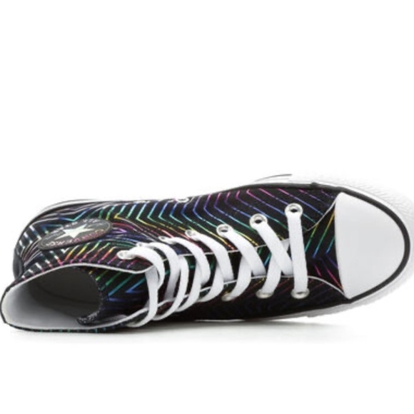 CONVERSE Black with Rainbow Stars Chuck Taylor All Stars Sneakers - Picture 6 of 15
